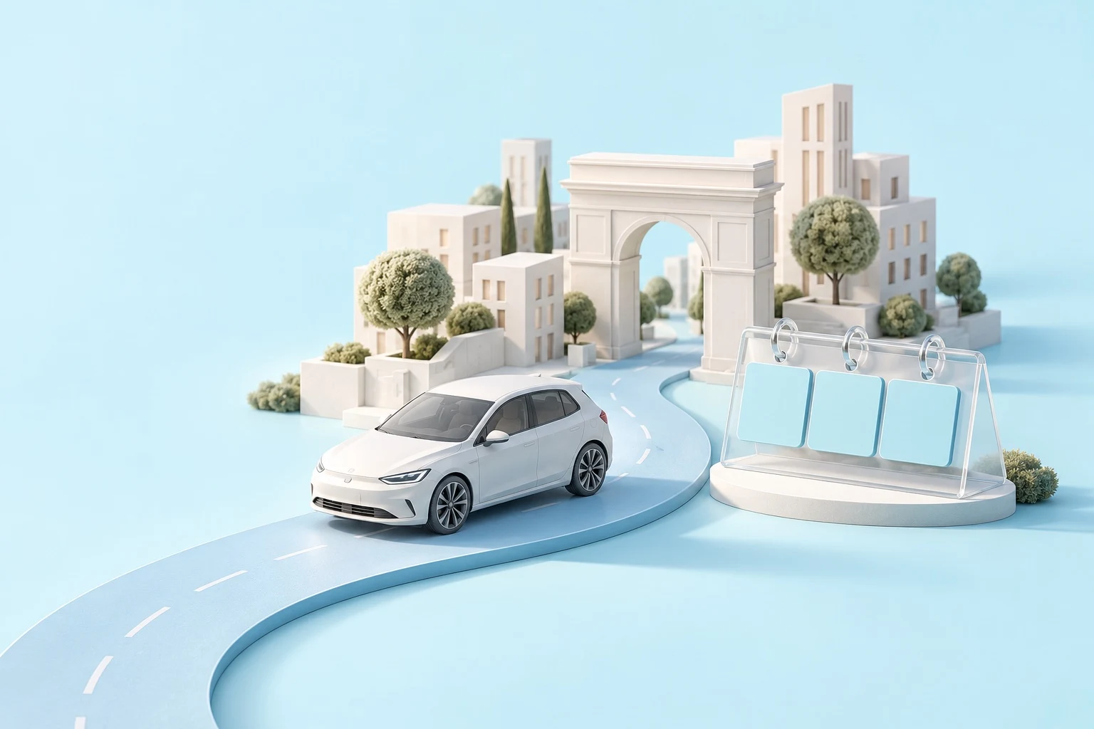 A miniature car and city illustrating a shorter subscription